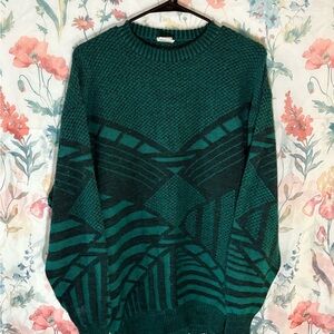 Vintage Mäser  Green Crewneck Geometric Sweater